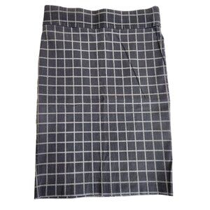 Grey and White Plaid Pencil Skirt